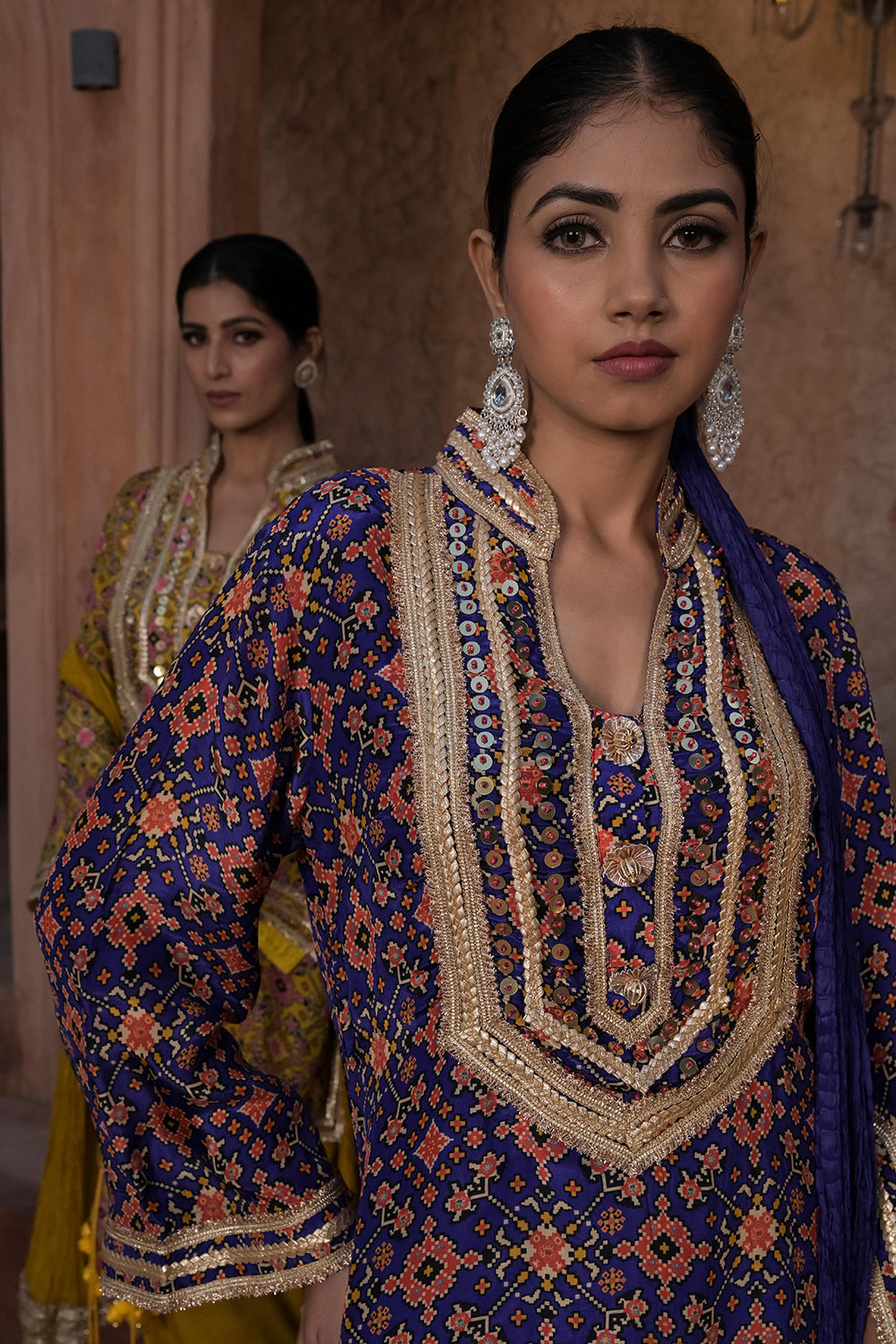 Purple Crepe Kurti Salwar Set Traditional Embroidered Ethnic Wear