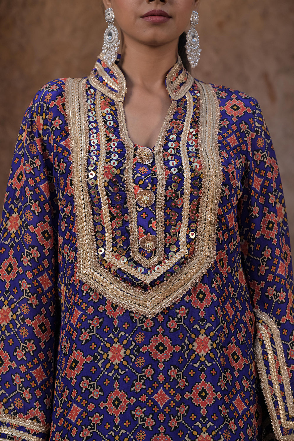 Purple Crepe Kurti Salwar Set Traditional Embroidered Ethnic Wear