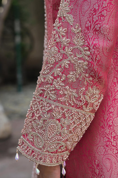 Rani Pink Brocade Kurti Pant Set Indian Party Outfit