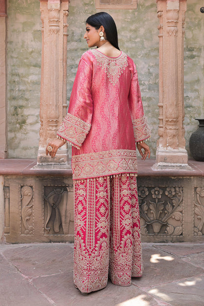 Rani Pink Brocade Kurti Sharara Set Indian Ethnic Wear