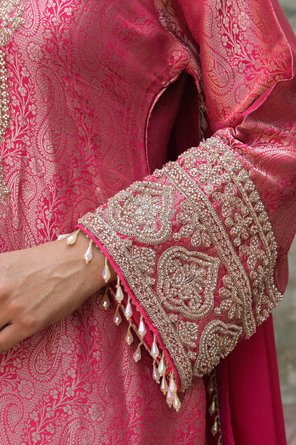 Rani Pink Brocade Kurti Sharara Set Indian Ethnic Wear