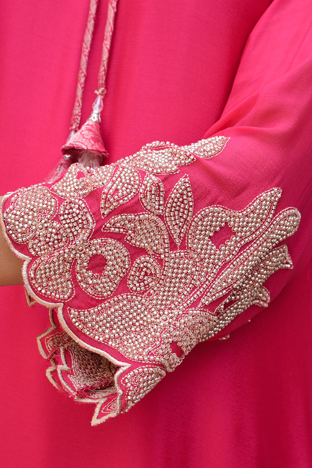 Rani Red Brocade Kurti Pant Set Elegant Party Outfit