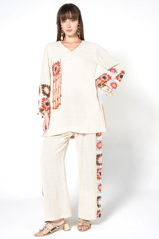 Resha Jute Fabric Artistic Designer Co-Ord Set Statement Detail Outfit