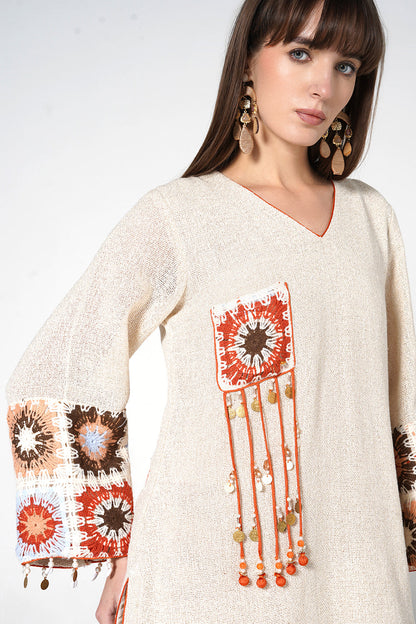 Resha Jute Fabric Artistic Designer Co-Ord Set Statement Detail Outfit