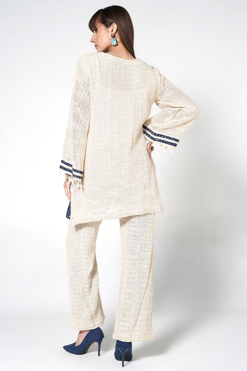 Resha Jute Fabric Contemporary Designer Co-Ord Set Panel Detail Outfit