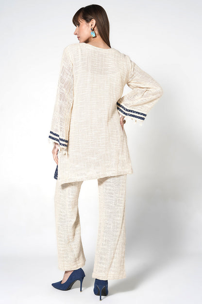 Resha Jute Fabric Contemporary Designer Co-Ord Set Panel Detail Outfit