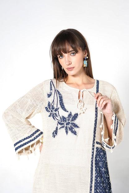 Resha Jute Fabric Contemporary Designer Co-Ord Set Panel Detail Outfit