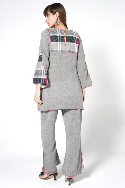 Resha Jute Fabric Contemporary Designer Co-Ord Set Tassel Detail Outfit