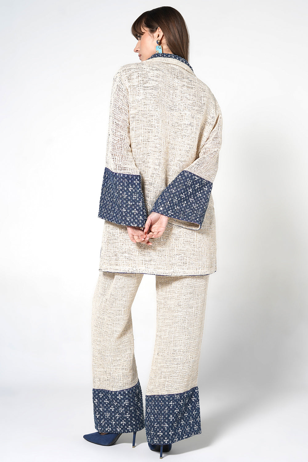 Resha Jute Fabric Designer Co-Ord Set Textured Shirt Palazzo Set