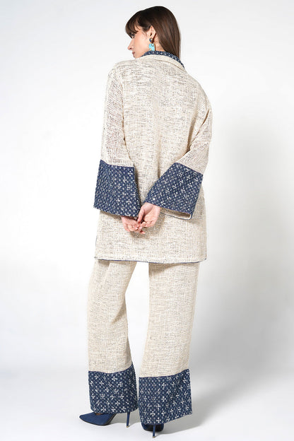 Resha Jute Fabric Designer Co-Ord Set Textured Shirt Palazzo Set