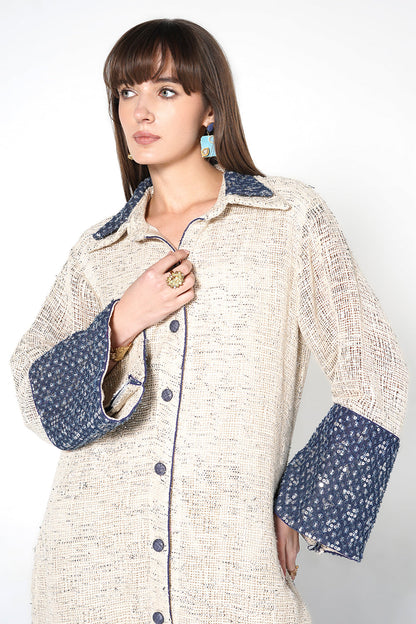 Resha Jute Fabric Designer Co-Ord Set Textured Shirt Palazzo Set