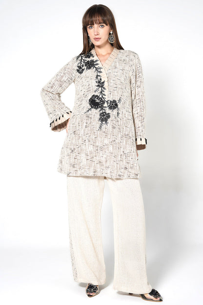 Resha Jute Fabric Embroidered Designer Co-Ord Set Elegant Kurta Palazzo