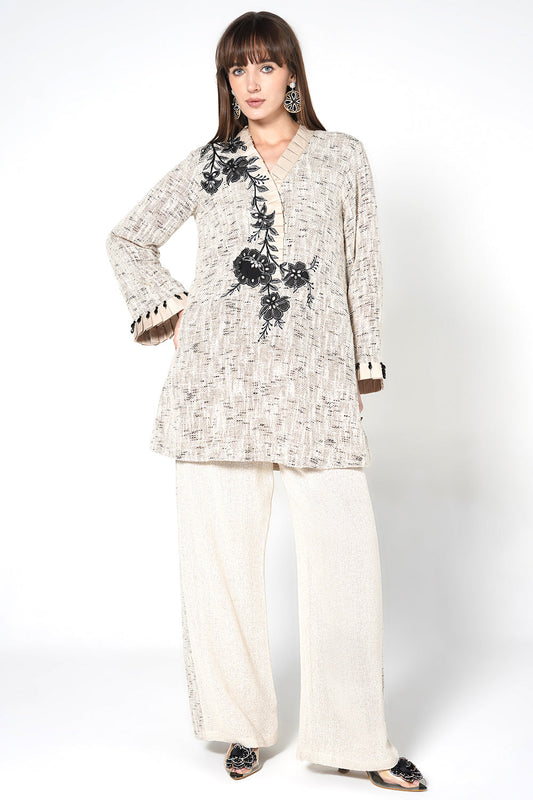 Resha Jute Fabric Embroidered Designer Co-Ord Set Elegant Kurta Palazzo