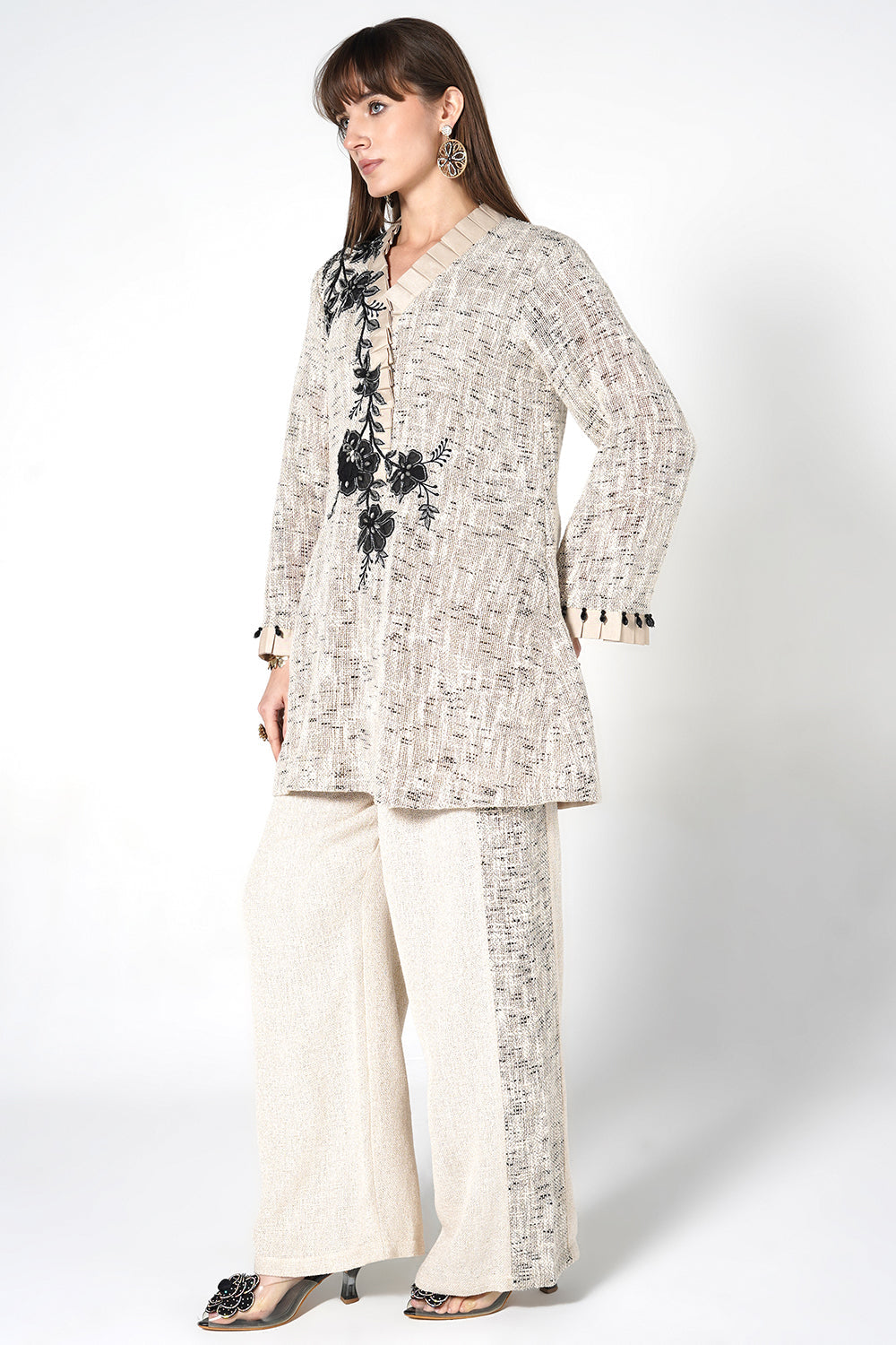 Resha Jute Fabric Embroidered Designer Co-Ord Set Elegant Kurta Palazzo