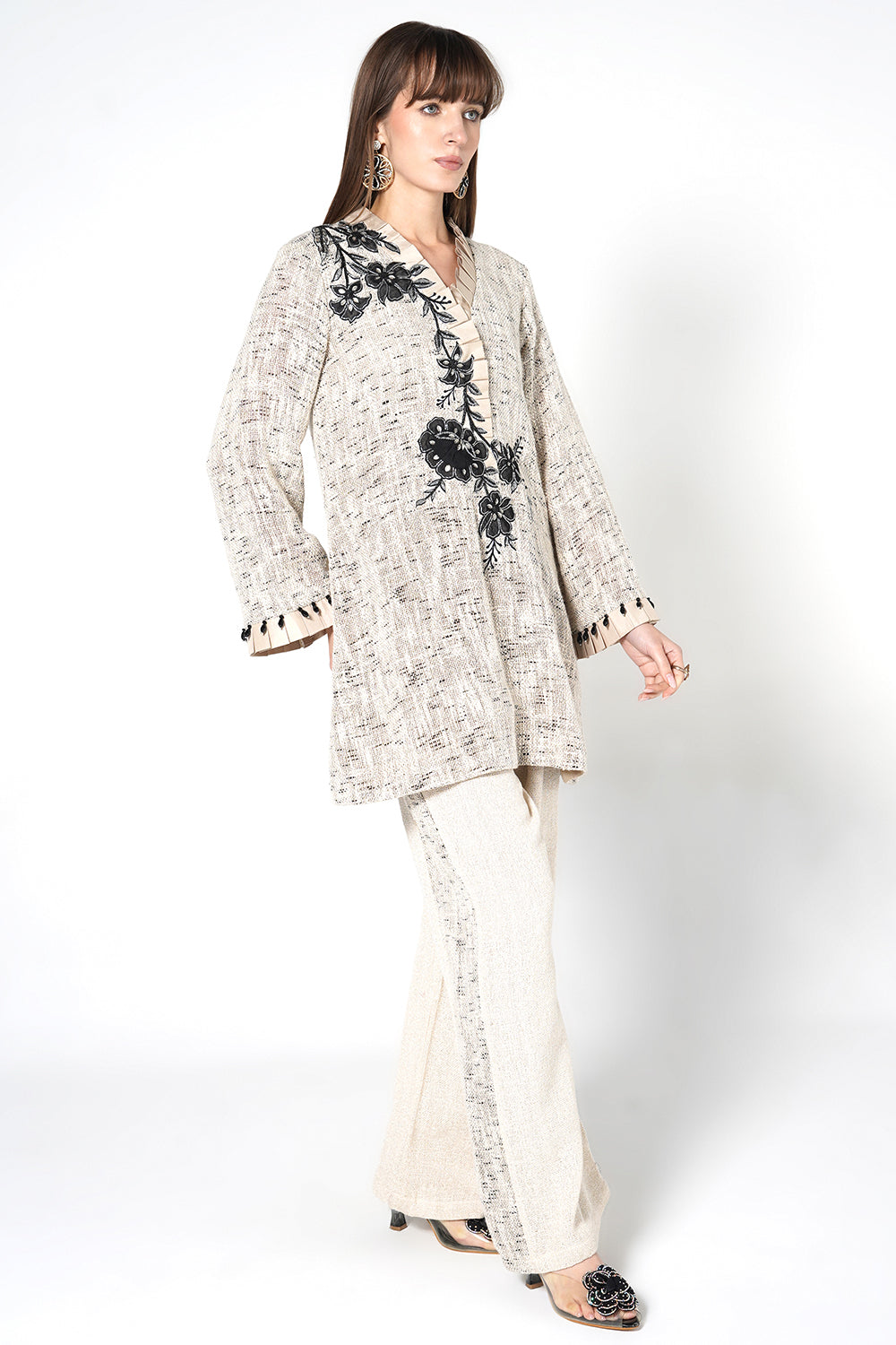 Resha Jute Fabric Embroidered Designer Co-Ord Set Elegant Kurta Palazzo