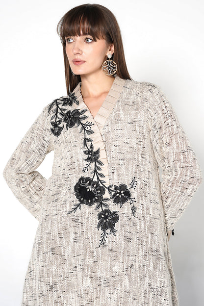 Resha Jute Fabric Embroidered Designer Co-Ord Set Elegant Kurta Palazzo