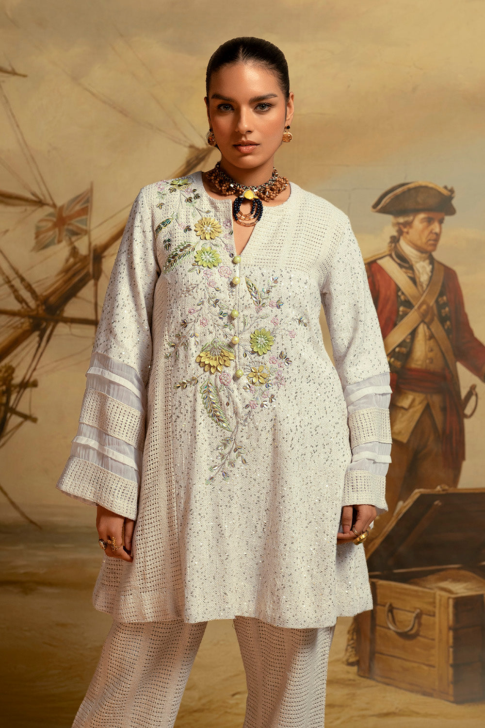 Resha Jute Fabric Embroidered Designer Co-Ord Set Festive Elegant Outfit