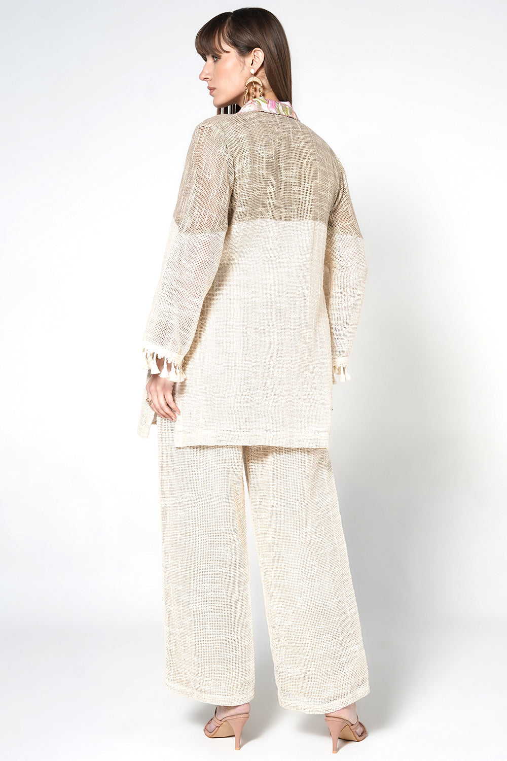 Resha Jute Fabric Floral Designer Co-Ord Set Shirt Style Outfit