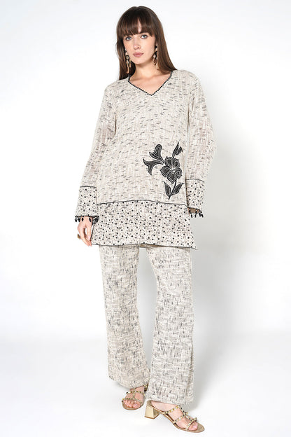 Resha Jute Fabric Minimal Designer Co-Ord Set Printed Detail Outfit