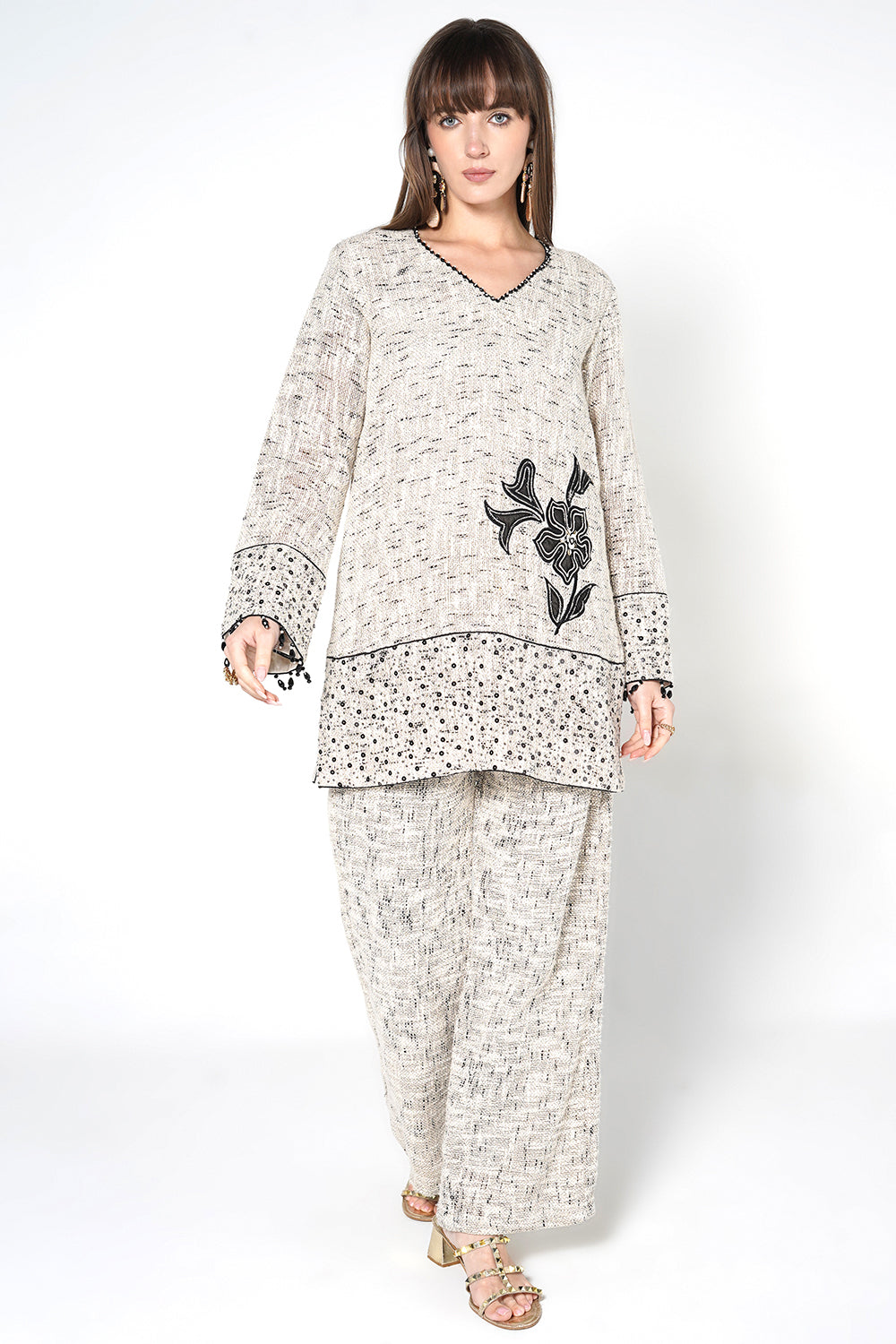 Resha Jute Fabric Minimal Designer Co-Ord Set Printed Detail Outfit