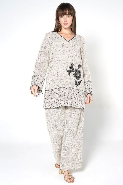 Resha Jute Fabric Minimal Designer Co-Ord Set Printed Detail Outfit