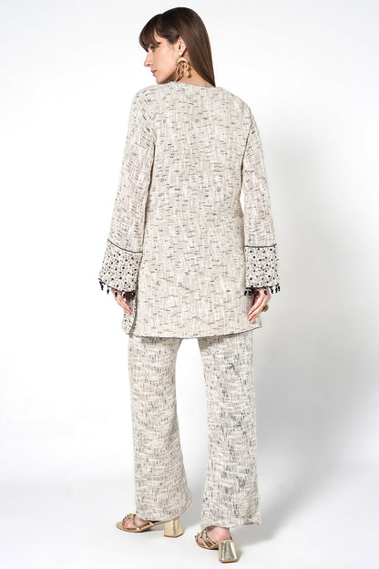 Resha Jute Fabric Minimal Designer Co-Ord Set Printed Detail Outfit