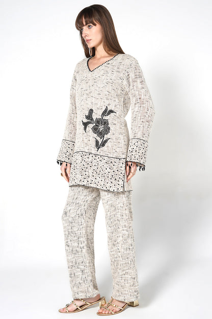 Resha Jute Fabric Minimal Designer Co-Ord Set Printed Detail Outfit