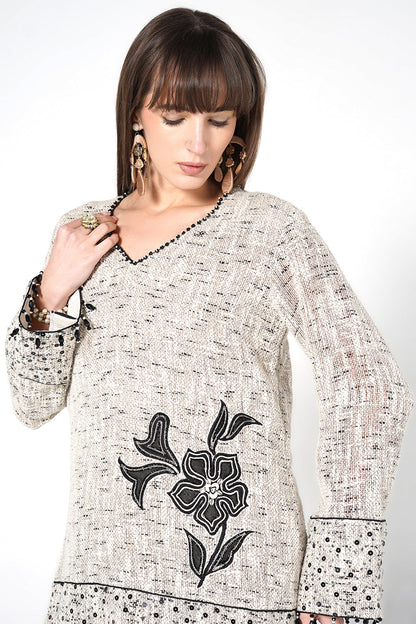 Resha Jute Fabric Minimal Designer Co-Ord Set Printed Detail Outfit