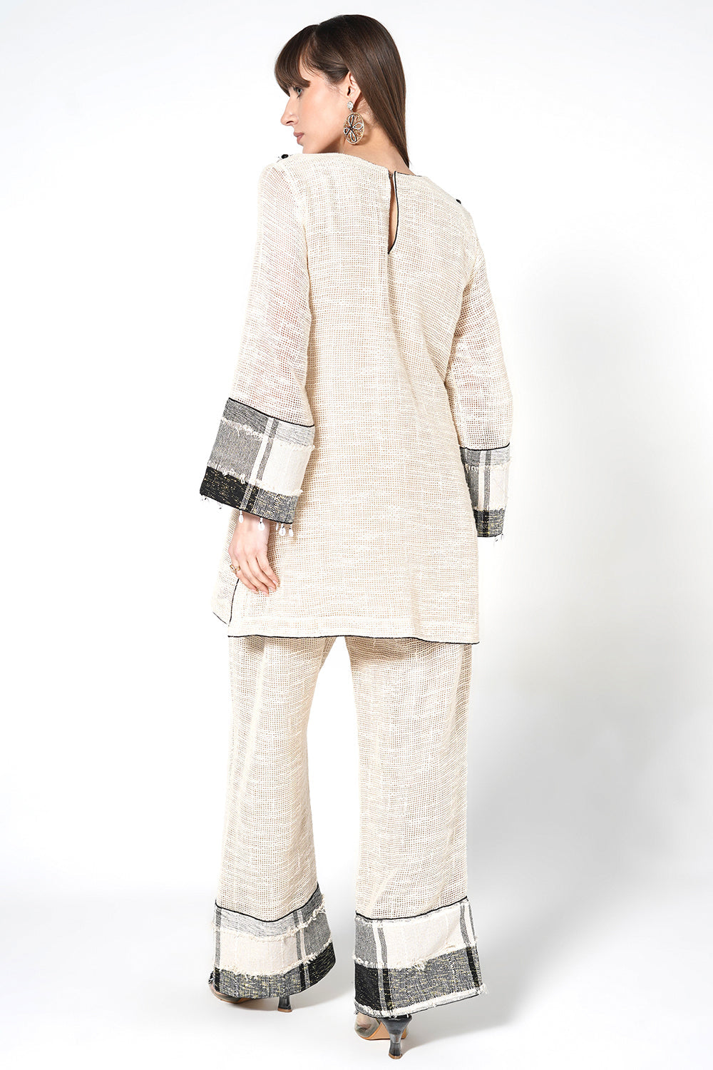 Resha Jute Fabric Minimal Designer Co-Ord Set Textured Kurta Palazzo