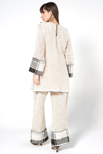 Resha Jute Fabric Minimal Designer Co-Ord Set Textured Kurta Palazzo