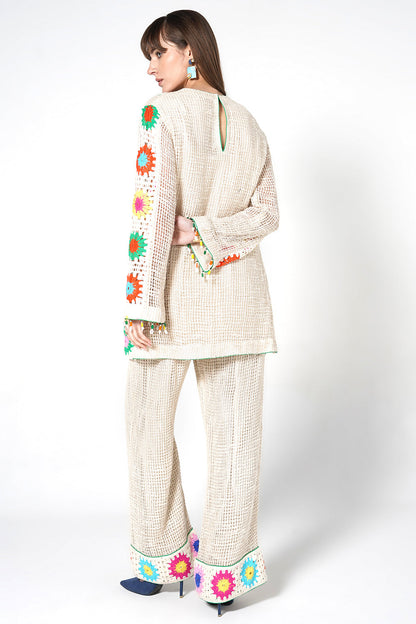 Resha Jute Fabric Multicolor Designer Co-Ord Set Artistic Crochet Outfit