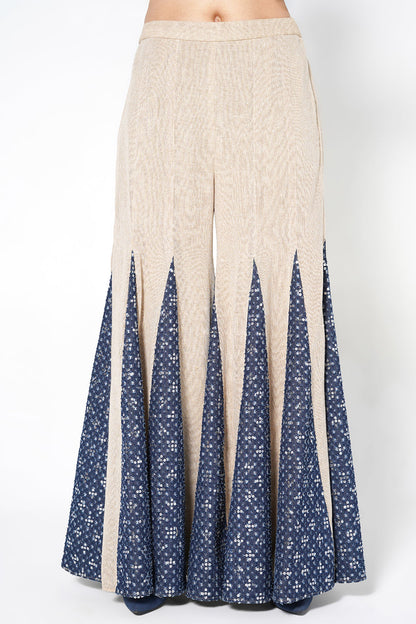 Resha Jute Fabric Panelled Designer Co-Ord Set Flared Palazzo Outfit