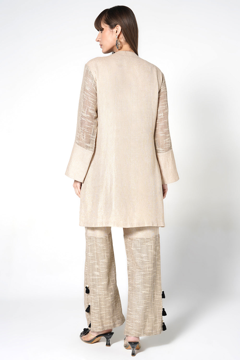 Resha Jute Fabric Statement Designer Co-Ord Set Tassel Detail Outfit