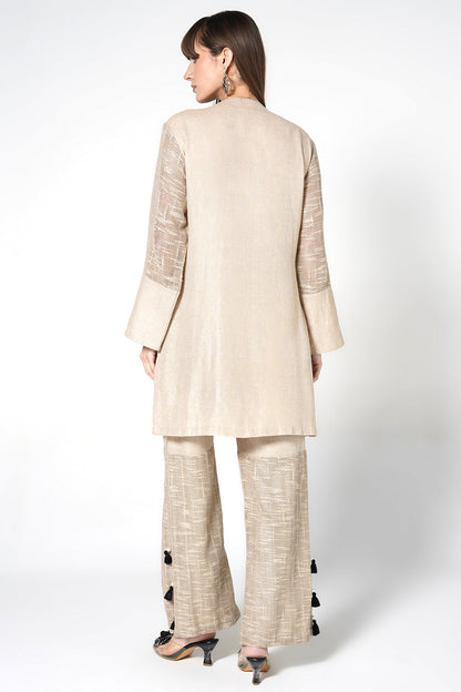 Resha Jute Fabric Statement Designer Co-Ord Set Tassel Detail Outfit