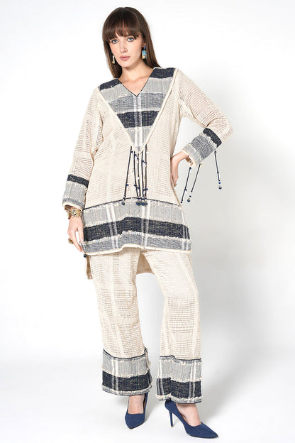 Resha Jute Fabric Textured Designer Co-Ord Set Tassel Detail Outfit