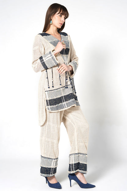 Resha Jute Fabric Textured Designer Co-Ord Set Tassel Detail Outfit