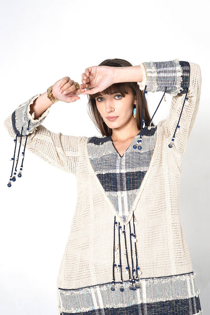 Resha Jute Fabric Textured Designer Co-Ord Set Tassel Detail Outfit